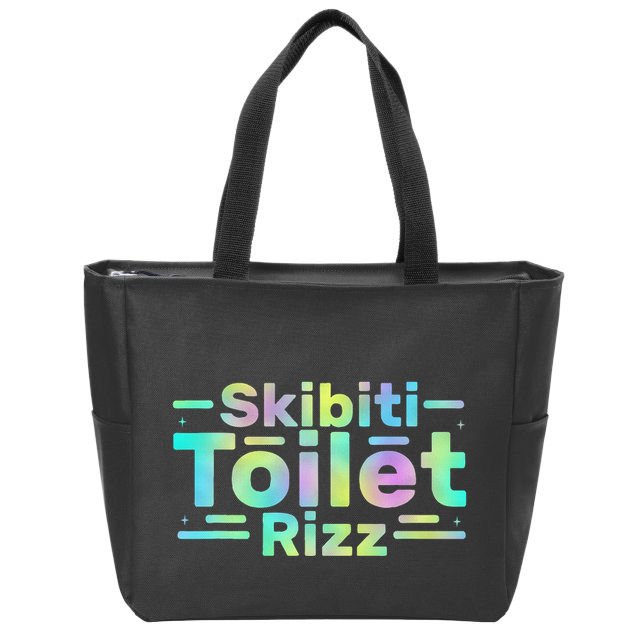 Skibiti Toilet Rizz Funny Meme Humor Sarcasm Brain Rot Zip Tote Bag