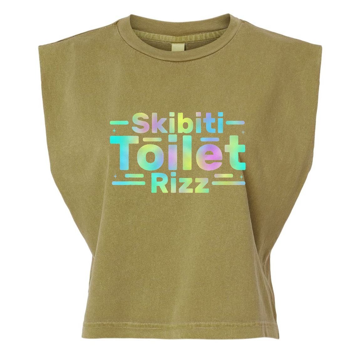 Skibiti Toilet Rizz Funny Meme Humor Sarcasm Brain Rot Garment-Dyed Women's Muscle Tee