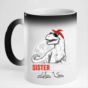 Sistersaurus T Rex Dinosaur Sister Saurus Family Matching 11oz Black Color Changing Mug