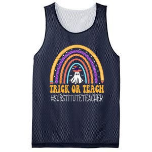 Substitute Teacher Rainbow Trick or teach Funny Halloween Mesh Reversible Basketball Jersey Tank