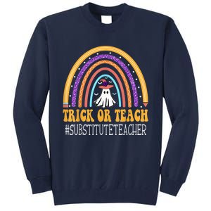 Substitute Teacher Rainbow Trick or teach Funny Halloween Tall Sweatshirt