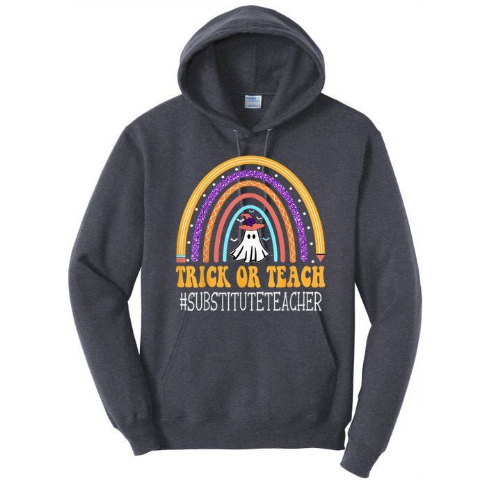 Substitute Teacher Rainbow Trick or teach Funny Halloween Tall Hoodie