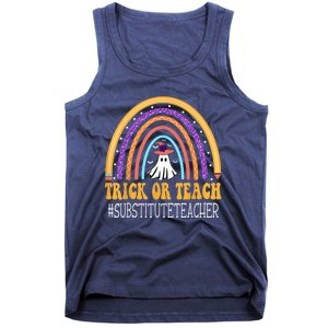 Substitute Teacher Rainbow Trick or teach Funny Halloween Tank Top