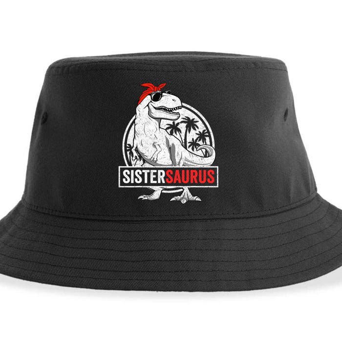 Sistersaurus T Rex Dinosaur Sister Saurus Family Matching Sustainable Bucket Hat