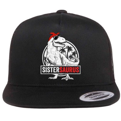 Sistersaurus T Rex Dinosaur Sister Saurus Family Matching Flat Bill Trucker Hat