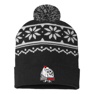 Sistersaurus T Rex Dinosaur Sister Saurus Family Matching USA-Made Snowflake Beanie