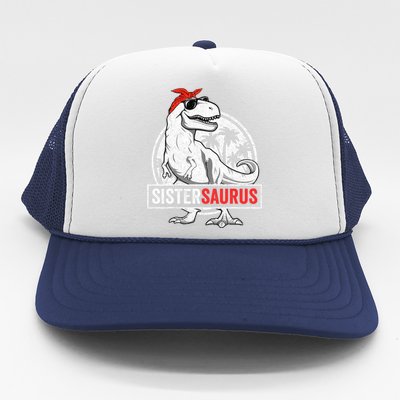 Sistersaurus T Rex Dinosaur Sister Saurus Family Matching Trucker Hat