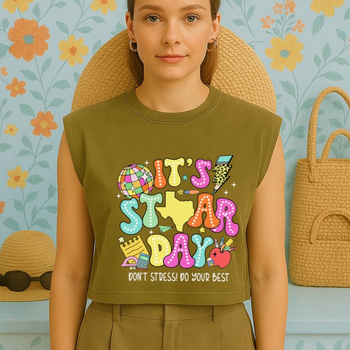 State Testing Retro ItS Staar Day DonT Stress Do Your Best Garment-Dyed Women's Muscle Tee