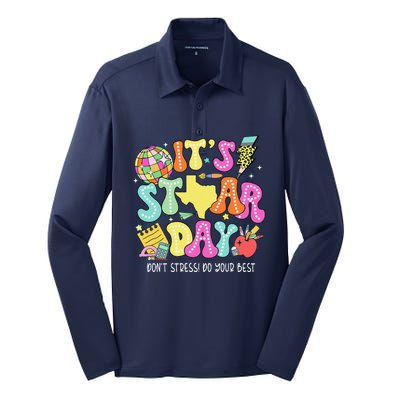 State Testing Retro ItS Staar Day DonT Stress Do Your Best Silk Touch Performance Long Sleeve Polo