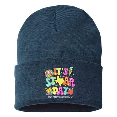 State Testing Retro ItS Staar Day DonT Stress Do Your Best Sustainable Knit Beanie