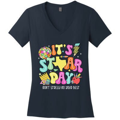 State Testing Retro ItS Staar Day DonT Stress Do Your Best Women's V-Neck T-Shirt