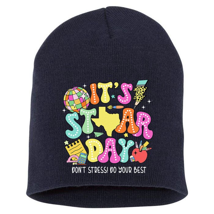 State Testing Retro ItS Staar Day DonT Stress Do Your Best Short Acrylic Beanie