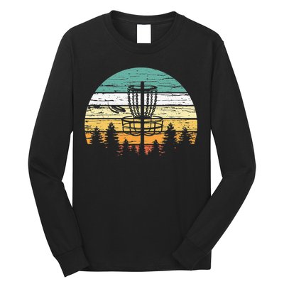 Stupid Trees Retro Sunset Frisbee Golf Vintage Disc Golf Long Sleeve Shirt