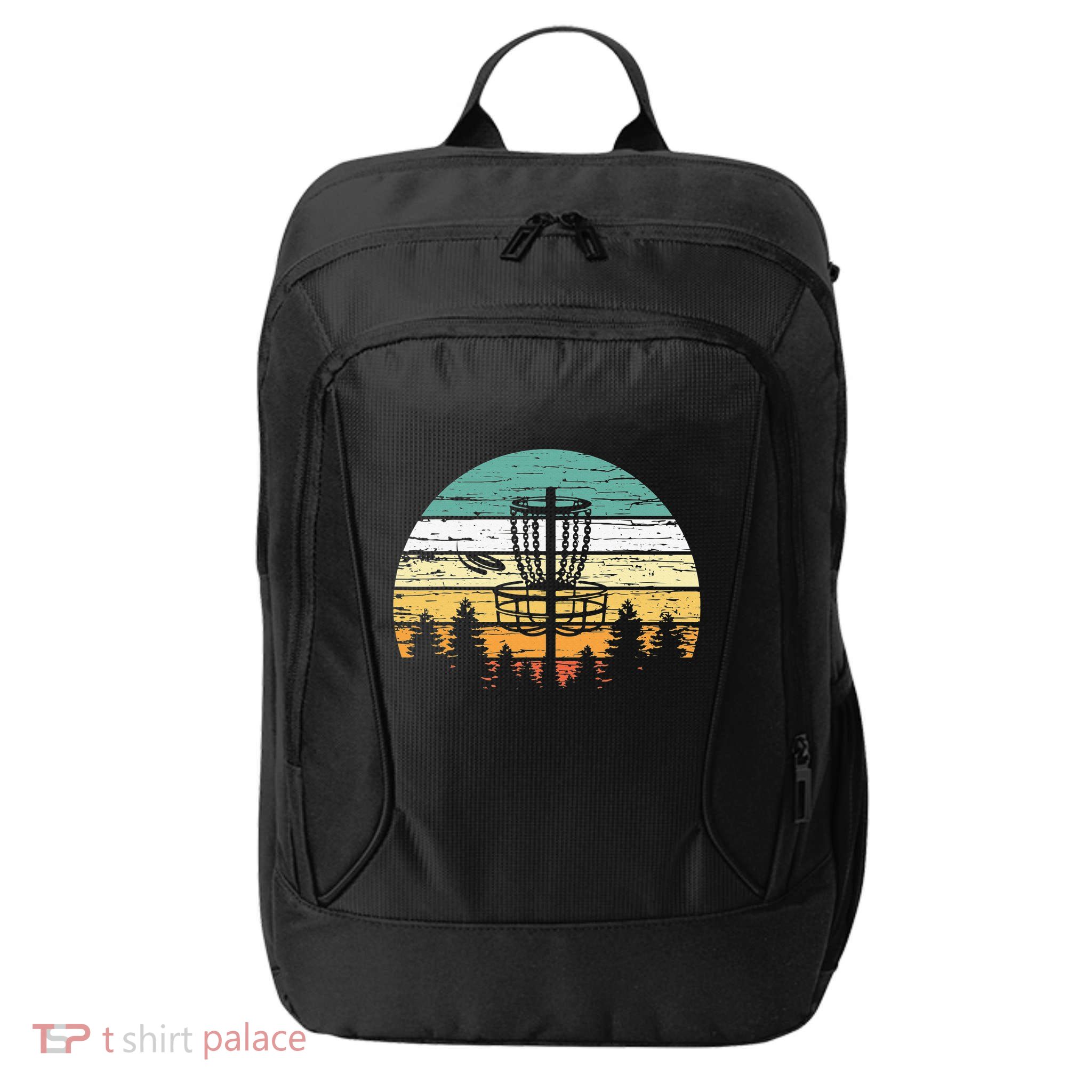 Stupid Trees Retro Sunset Frisbee Golf Vintage Disc Golf City Backpack