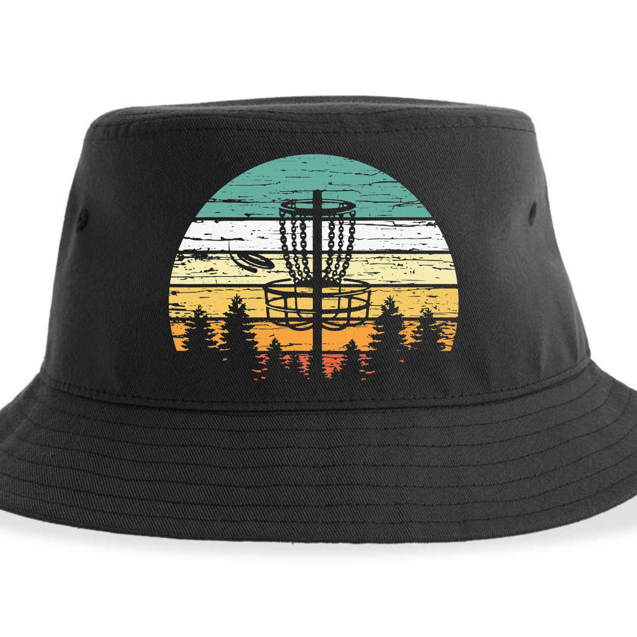 Stupid Trees Retro Sunset Frisbee Golf Vintage Disc Golf Sustainable Bucket Hat