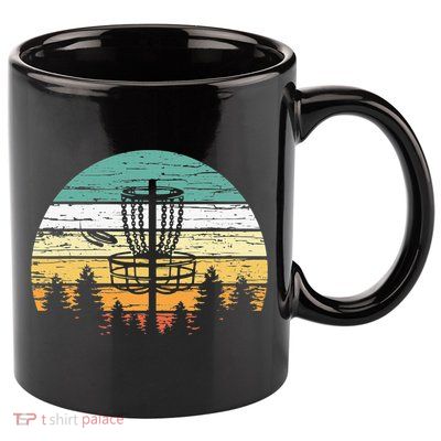Stupid Trees Retro Sunset Frisbee Golf Vintage Disc Golf 11oz C Handle Ceramic Mug