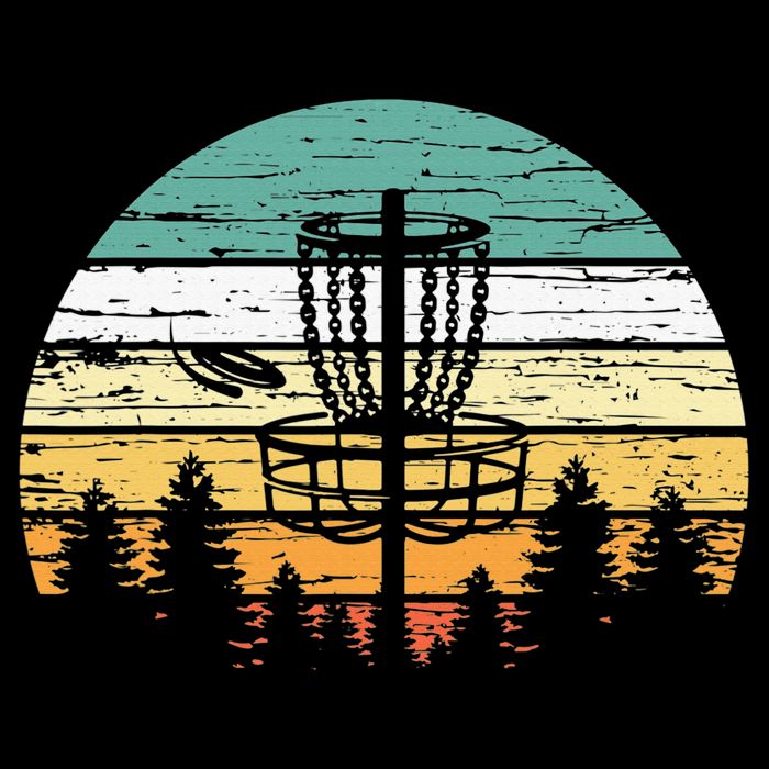 Stupid Trees Retro Sunset Frisbee Golf Vintage Disc Golf Polo