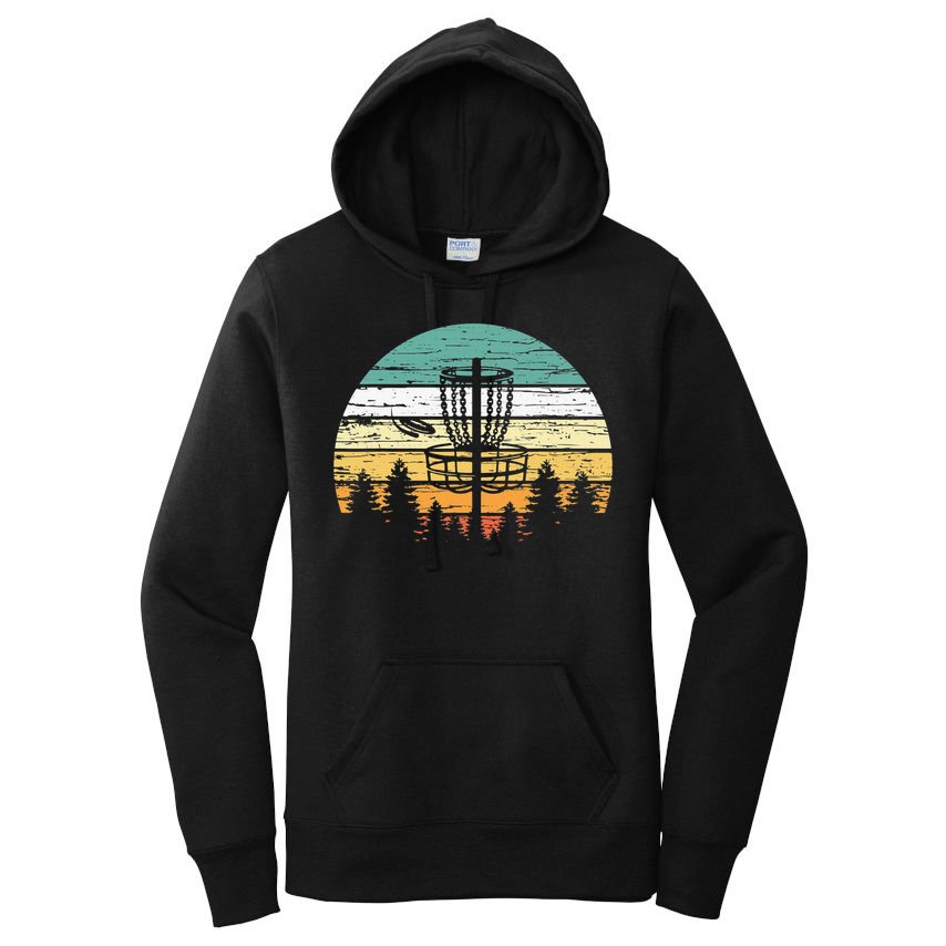 Stupid Trees Retro Sunset Frisbee Golf Vintage Disc Golf Women's Pullover Hoodie