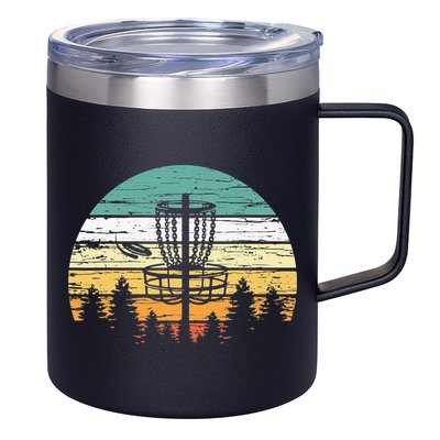 Stupid Trees Retro Sunset Frisbee Golf Vintage Disc Golf 12oz Stainless Steel Coffee Mug