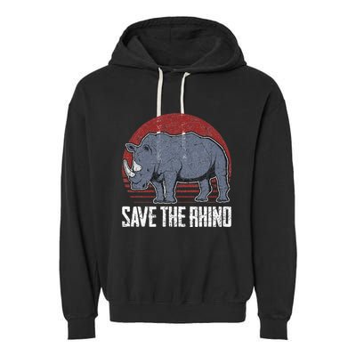 Save The Rhino funny animal lovers Garment-Dyed Fleece Hoodie