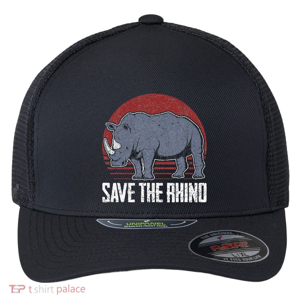 Save The Rhino funny animal lovers Flexfit Unipanel Trucker Cap