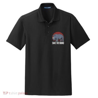 Save The Rhino funny animal lovers Dry Zone Grid Polo