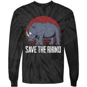 Save The Rhino funny animal lovers Tie-Dye Long Sleeve Shirt