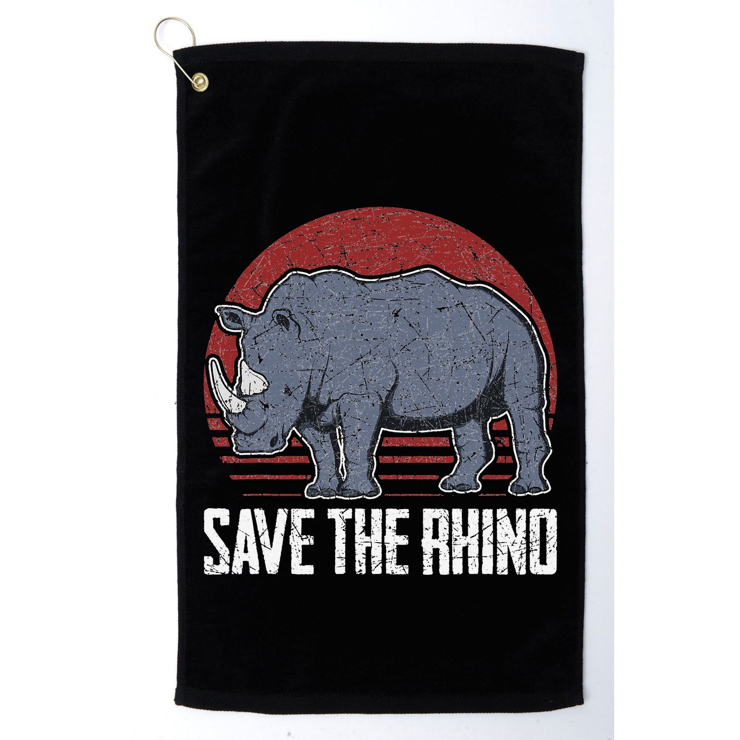 Save The Rhino funny animal lovers Golf Towel