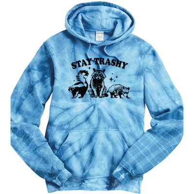 Stay Trashy Retro Funny Racoon Tie Dye Hoodie