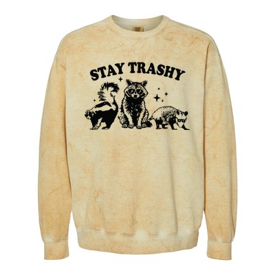 Stay Trashy Retro Funny Racoon Colorblast Crewneck Sweatshirt