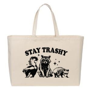 Stay Trashy Retro Funny Racoon Cotton Canvas Jumbo Tote