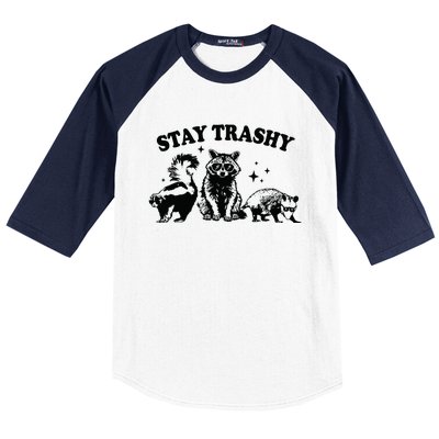 Stay Trashy Retro Funny Racoon Baseball Sleeve Shirt