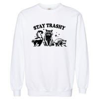 Stay Trashy Retro Funny Racoon Garment-Dyed Sweatshirt