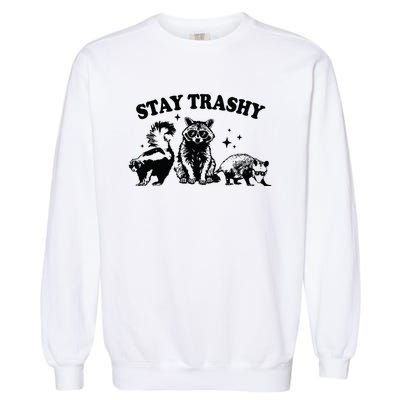 Stay Trashy Retro Funny Racoon Garment-Dyed Sweatshirt