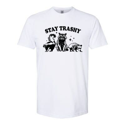 Stay Trashy Retro Funny Racoon Softstyle CVC T-Shirt