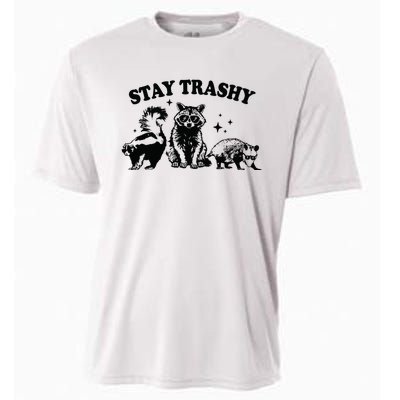 Stay Trashy Retro Funny Racoon Cooling Performance Crew T-Shirt