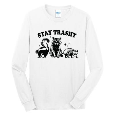 Stay Trashy Retro Funny Racoon Tall Long Sleeve T-Shirt