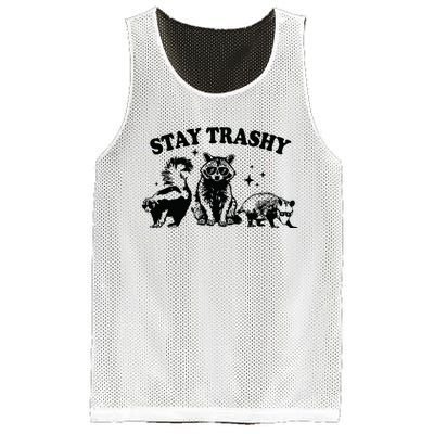 Stay Trashy Retro Funny Racoon Mesh Reversible Basketball Jersey Tank