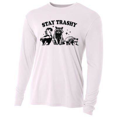 Stay Trashy Retro Funny Racoon Cooling Performance Long Sleeve Crew