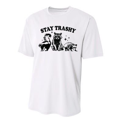 Stay Trashy Retro Funny Racoon Performance Sprint T-Shirt