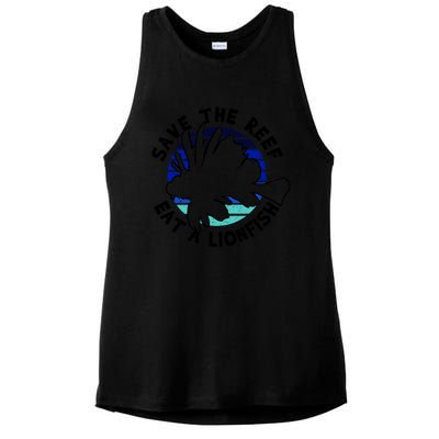 Save The Reef Eat A Lionfish Ozean Freediving Scuba Diving Gift Ladies PosiCharge Tri-Blend Wicking Tank