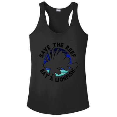 Save The Reef Eat A Lionfish Ozean Freediving Scuba Diving Gift Ladies PosiCharge Competitor Racerback Tank