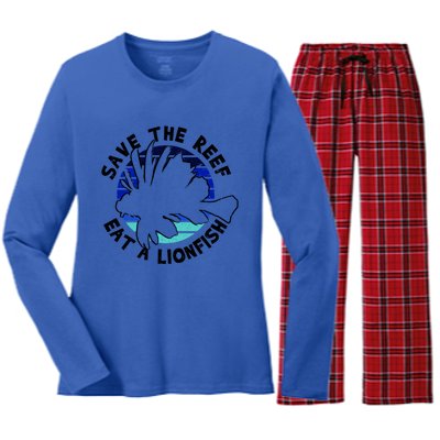 Save The Reef Eat A Lionfish Ozean Freediving Scuba Diving Gift Women's Long Sleeve Flannel Pajama Set 