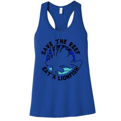 Save The Reef Eat A Lionfish Ozean Freediving Scuba Diving Gift Women's Racerback Tank