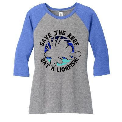 Save The Reef Eat A Lionfish Ozean Freediving Scuba Diving Gift Women's Tri-Blend 3/4-Sleeve Raglan Shirt