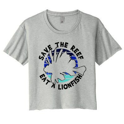 Save The Reef Eat A Lionfish Ozean Freediving Scuba Diving Gift Women's Crop Top Tee