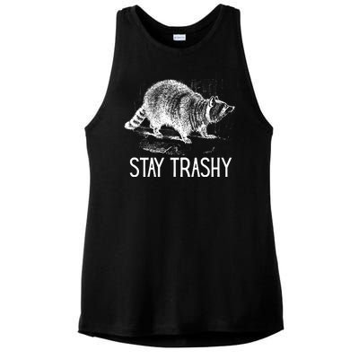 Stay Trashy Raccoon Funny Meme Ladies PosiCharge Tri-Blend Wicking Tank