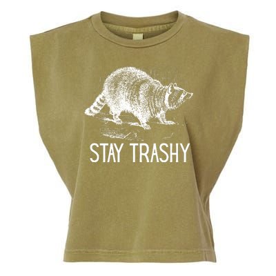 Stay Trashy Raccoon Funny Meme Garment-Dyed Women's Muscle Tee