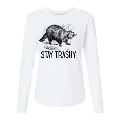 Stay Trashy Raccoon Funny Meme Womens Cotton Relaxed Long Sleeve T-Shirt