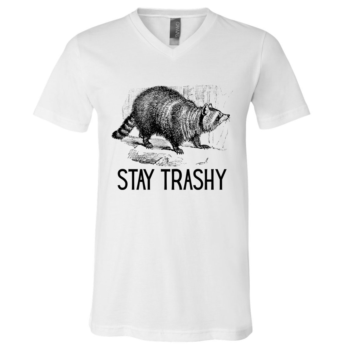 Stay Trashy Raccoon Funny Meme V-Neck T-Shirt